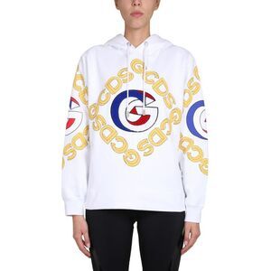 GCDS Women's Logo Print Hoodie Women WHITE Sweaters & Knitwear